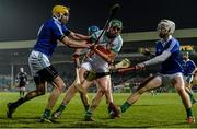 14 March 2015; Eanna Murphy, Offaly, in action against David Breen, left, and Cian Lynch, Limerick. Allianz Hurling League Division 1B Round 4, Limerick v Offaly. Gaelic Grounds, Limerick. Picture credit: Diarmuid Greene / SPORTSFILE