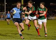 14 March 2015; Tomas Brady, Dublin, in action against Barry Moran, centre, and Jason Doherty, Mayo. Allianz Football League Division 1 Round 5, Mayo v Dublin. Elverys MacHale Park, Castlebar, Co. Mayo. Picture credit: Piaras Ó Mídheach / SPORTSFILE