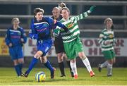 14 March 2015; Sylvia Gee, Peamount United, in action against Emma Hansberry, Castlebar Celtic. Continental Tyres Women's National League, Castlebar Celtic v Peamount United, Celtic Park, Castlebar, Co. Mayo. Picture credit: Pat Murphy / SPORTSFILE