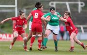15 March 2015; Ruth O'Reilly, Ireland, hands off Sian Williams, Wales. Women's Six Nations Rugby Championship, Wales v Ireland,St Helen's, Swansea, Wales. Picture credit: Steve Pope / SPORTSFILE