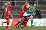15 March 2015; Alison Miller, Ireland, is tackled by Carys Philips, Wales. Women's Six Nations Rugby Championship, Wales v Ireland,St Helen's, Swansea, Wales. Picture credit: Steve Pope / SPORTSFILE