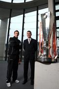 29 February 2008; Derry City manager Stephen Kenny, right, with Sammy Morrow, Derry City, at the launch of the 2008 eircom League of Ireland season. Irish Management Institute, Sandyford, Dublin. Picture credit: Pat Murphy / SPORTSFILE