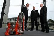 29 February 2008; Derry City manager Stephen Kenny, left, Dundalk manager John Gill, centre, and Padraig Corkery, Head of Sponsorship eircom, at the launch of the 2008 eircom League of Ireland season. Irish Management Institute, Sandyford, Dublin. Picture credit: Pat Murphy / SPORTSFILE