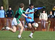 27 February 2008; Karl Lacy, UUJ, in action against Luke Howard, QUB. Ulster Bank Sigerson Cup Senior Football Quarter-Final, QUB v UUJ. The Dub Queen's University, Belfast, Co. Antrim. Picture credit; Oliver McVeigh / SPORTSFILE