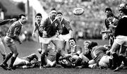 5 March 1988; Ireland players, from left, Denis McBride, Donal Lenihan, Des Fitzgerald and Tom Clancy in action against Wales. Five Nations Rugby Championship, Ireland v Wales, Lansdowne Road, Dublin. Picture credit: Ray McManus / SPORTSFILE