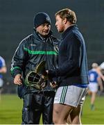 14 March 2015; Limerick manager TJ Ryan in conversation with Shane Dowling, Limerick, after the game. Dowling was shown a straight red card by referee Sean Cleere early in the first half. Allianz Hurling League Division 1B Round 4, Limerick v Offaly. Gaelic Grounds, Limerick. Picture credit: Diarmuid Greene / SPORTSFILE