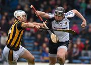 15 March 2015; Tipperary goalkeeper Darren Gleeson prepares to clear under pressure from Kilkenny's Jonjo Farrell.  Allianz Hurling League, Division 1A, Round 4, Tipperary v Kilkenny, Semple Stadium, Thurles, Co. Tipperary. Picture credit: Ray McManus / SPORTSFILE