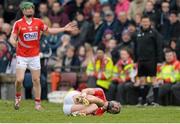 15 March 2015; Aidan Walsh, Cork, reacts after picking up an injury. Allianz Hurling League Division 1A Round 4, Galway v Cork. Pearse Stadium, Galway. Picture credit: Piaras Ó Mídheach / SPORTSFILE