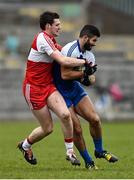 15 March 2015; Neil McAdam, Monaghan, is tackled by Brian Og McGilligan, Derry. Allianz Football League, Division 1, Round 5, Monaghan v Derry, St Tiernach’s Park, Clones, Co. Monaghan. Picture credit: Ramsey Cardy / SPORTSFILE