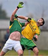 15 March 2015; Kieran Donaghy, Kerry, and Eamonn McGee, Donegal, tussle for the dropping ball. Allianz Football League, Division 1, Round 5, Kerry v Donegal, Austin Stack Park, Tralee, Co. Kerry. Picture credit: David Maher / SPORTSFILE