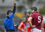 15 March 2015; Alan Cadogan, Cork, and David Collins, Galway, are both shown the yellow card by referee Fergal Horgan for an off the ball incident. Allianz Hurling League Division 1A Round 4, Galway v Cork. Pearse Stadium, Galway. Picture credit: Piaras Ó Mídheach / SPORTSFILE