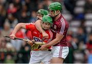 15 March 2015; Greg Lally, Galway, tangles with Seamus Harnedy, Cork. Allianz Hurling League Division 1A Round 4, Galway v Cork. Pearse Stadium, Galway. Picture credit: Piaras Ó Mídheach / SPORTSFILE