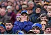 15 March 2015; Tipperary supporter Margaret McGrath, from Emly, watches the last minutes of the game. Allianz Hurling League, Division 1A, Round 4, Tipperary v Kilkenny, Semple Stadium, Thurles, Co. Tipperary. Picture credit: Ray McManus / SPORTSFILE
