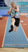 15 March 2015; Peadar McGing, DSD AC, Co.Dublin, in action during the Men's Long Jump event, during the GloHealth National Masters Indoor Track and Field Championships. Athlone International Arena, Athlone, Co. Westmeath. Picture credit: Tomás Greally / SPORTSFILE