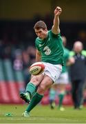 14 March 2015; Ian Keatley, Ireland, practices his goalkicking ahead of the game. RBS Six Nations Rugby Championship, Wales v Ireland, Millennium Stadium, Cardiff, Wales. Picture credit: Brendan Moran / SPORTSFILE