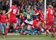 15 March 2015; Alison Miller, Ireland, is tackled by Gemma Rowland, Wales. Women's Six Nations Rugby Championship, Wales v Ireland,St Helen's, Swansea, Wales. Picture credit: Steve Pope / SPORTSFILE