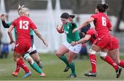 15 March 2015; Jackie Shiels, Ireland, is tackled by Gemma Rowland, Wales. Women's Six Nations Rugby Championship, Wales v Ireland,St Helen's, Swansea, Wales. Picture credit: Steve Pope / SPORTSFILE