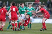 15 March 2015; Claire Molloy, Ireland, is tackled by Amy Day, Wales. Women's Six Nations Rugby Championship, Wales v Ireland,St Helen's, Swansea, Wales. Picture credit: Steve Pope / SPORTSFILE