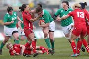 15 March 2015; Ailis Egan, Ireland, is tackled by Sian Williams, Wales. Women's Six Nations Rugby Championship, Wales v Ireland,St Helen's, Swansea, Wales. Picture credit: Steve Pope / SPORTSFILE