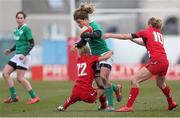 15 March 2015; Jenny Murphy, Ireland, is tackled by Hannah Jones, Wales. Women's Six Nations Rugby Championship, Wales v Ireland,St Helen's, Swansea, Wales. Picture credit: Steve Pope / SPORTSFILE