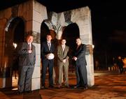 3 March 2008; From left, Páidí Ó Se, Kieran Donaghy, Marc O Sé and Seán Healy, Managing Director Sales Business Banking, Ulster Bank at the launch of Comórtas Peile Páidí Ó Se 2008, sponsored by Ulster Bank. The event takes place on the Dingle Peninsula, West Kerry, from March 7th to 9th. The Shelbourne Hotel, Dublin. Photo by Sportsfile