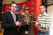 5 March 2008: Tipperary hurler Eoin Kelly, left, and Monaghan footballer Tommy Freeman who were presented with the Vodafone GAA Player of the Month Awards for February by Vodafone's Director of Marketing Carolan Lennon at a luncheon in Dublin. The Westbury Hotel, Dublin. Picture credit: Pat Murphy / SPORTSFILE  *** Local Caption ***