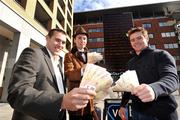 5 March 2008; Pictured at the opening of Victor Chandler's new luxury betting lounge in the IFSC, Dublin, were Irish international scrum-half Eoin Reddan, right, Dublin football star Ciaran Whelan, left, and Snooker ace Ken Doherty. Victor Chandler Bookmakers, Irish Financial Services Centre, Dublin. Picture credit: David Maher / SPORTSFILE