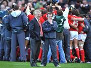 08 March 2008; Wales head coach Warren Gatland, left, and assistant coach Robert Howley as the team celebrate their victory. RBS Six Nations Rugby Championship, Ireland v Wales, Croke Park, Dublin. Picture credit: Brendan Moran / SPORTSFILE