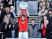 08 March 2008; Wales captain Ryan Jones lifts the Triple Crown trophy after the game. RBS Six Nations Rugby Championship, Ireland v Wales, Croke Park, Dublin. Picture credit: Brendan Moran / SPORTSFILE