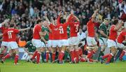 8 March 2008; Welsh players celebrate at the final whistle. RBS Six Nations Rugby Championship, Ireland v Wales, Croke Park, Dublin. Picture credit: Pat Murphy / SPORTSFILE