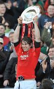 8 March 2008; Wales captain Ryan Jones lifts the Triple Crown. RBS Six Nations Rugby Championship, Ireland v Wales, Croke Park, Dublin. Picture credit: Brian Lawless / SPORTSFILE