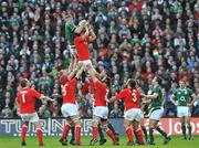 8 March 2008; Jamie Heaslip, Ireland, contests a lineout against Jonathan Thomas, Wales. RBS Six Nations Rugby Championship, Ireland v Wales, Croke Park, Dublin. Picture credit: Brian Lawless / SPORTSFILE