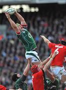 8 March 2008; Ireland's Paul O'Connell wins possession in a lineout. RBS Six Nations Rugby Championship, Ireland v Wales, Croke Park, Dublin. Picture credit: Brian Lawless / SPORTSFILE