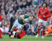 08 March 2008; Tommy Bowe, Ireland, is tackled by James Hook, Wales. RBS Six Nations Rugby Championship, Ireland v Wales, Croke Park, Dublin. Picture credit: Brendan Moran / SPORTSFILE