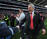 8 March 2008; Wales coach Warren Gatland is congratulated after the game. RBS Six Nations Rugby Championship, Ireland v Wales, Croke Park, Dublin. Picture credit: Brian Lawless / SPORTSFILE