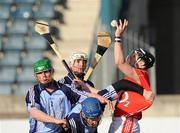 9 March 2008; Cork's Neil Ronan in action against Dublin defenders Philip Brennan, 2, Tomas Brady and Joey Boland. Allianz National Hurling League, Division 1A, Round 3, Dublin v Cork, Parnell Park. Picture credit: Ray McManus / SPORTSFILE
