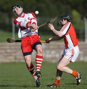 09 March 2008; Philip McGlade, Derry, in action against Barney McCann, Armagh. Allianz National Hurling League, Division 2B, Round 3, Armagh v Derry, Keady, Co. Armagh. Picture credit; Oliver McVeigh / SPORTSFILE