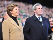 8 March 2008; President of Ireland Mary McAleese is accompanied by IRFU president Der Healy to meet the teams before the game. RBS Six Nations Rugby Championship, Ireland v Wales, Croke Park, Dublin. Picture credit: Brendan Moran / SPORTSFILE