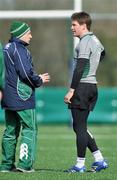11 March 2008; Head coach Eddie O'Sullivan speaks to Ronan O'Gara during squad training. Ireland rugby squad training, Belfield, UCD, Dublin. Picture credit; Brian Lawless / SPORTSFILE