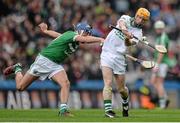 17 March 2015; James Cha Fitzpatrick, Ballyhale Shamrocks, in action against Gavin O'Mahony, Kilmallock. AIB GAA Hurling All-Ireland Senior Club Championship Final, Ballyhale Shamrocks v Kilmallock, Croke Park, Dublin. Picture credit: Piaras Ó Mídheach / SPORTSFILE