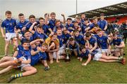 17 March 2015; St Patrick's, Cavan, players celebrate with the MacRory cup. Danske Bank MacRory Cup Final, St Patrick's Cavan v St Patrick's Academy, Dungannon, Athletic Grounds, Armagh. Picture credit: Oliver McVeigh / SPORTSFILE