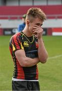 17 March 2015; A dejected Marcus McManemy, Ardscoil Rís, at the end of the game. SEAT Munster Schools Senior Cup Final, Rockwell College v Ardscoil Rís, Thomond Park, Limerick. Picture credit: David Maher / SPORTSFILE