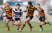 17 March 2015; Jack Conlin, Royal Belfast Academical Institution, races clear to score the winning try of the game. Ulster Schools Senior Cup Final, Royal Belfast Academical Institution v Wallace High School. Kingspan Stadium, Ravenhill Park, Belfast. Picture credit: John Dickson / SPORTSFILE