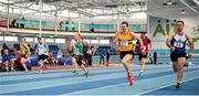 15 March 2015; A view of the action during the Men's 60m event. GloHealth National Masters Indoor Track and Field Championships. Athlone International Arena, Athlone, Co. Westmeath. Picture credit: Tomás Greally / SPORTSFILE