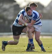 18 March 2015; Niall Higgins, Garbally College, is tackled by Cillian Gallagher, Summerhill Sligo. Top Oil Connacht Schools Senior Cup Final, Garbally College v Summerhill Sligo. Sportsground, Galway. Picture credit: Matt Browne / SPORTSFILE