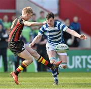 17 March 2015; Conor Fitzgerald, Ardscoil Rís, is tackled by Bryan McLaughlin, Rockwell College. SEAT Munster Schools Senior Cup Final, Rockwell College v Ardscoil Rís, Thomond Park, Limerick. Picture credit: David Maher / SPORTSFILE
