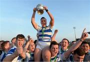 18 March 2015; Garbally College captain Simon Keller lifts the cup as his team-mates celebrate. Top Oil Connacht Schools Senior Cup Final, Garbally College v Summerhill Sligo. Sportsground, Galway. Picture credit: Matt Browne / SPORTSFILE