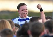 18 March 2015; Garbally College captain Simon Keller celebrates with supporters after the game. Top Oil Connacht Schools Senior Cup Final, Garbally College v Summerhill Sligo. Sportsground, Galway. Picture credit: Matt Browne / SPORTSFILE
