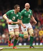 14 March 2015; Peter O'Mahony, left, and Paul O'Connell, Ireland. RBS Six Nations Rugby Championship, Wales v Ireland. Millennium Stadium, Cardiff, Wales. Picture credit: Stephen McCarthy / SPORTSFILE
