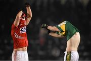 18 March 2015; Brian O'Driscoll, Cork, and Conor Keane, Kerry, exchange a jerseys after the game. EirGrid Munster U21 Football Championship, Semi-Final, Kerry v Cork, Páirc Uí Rinn, Cork. Picture credit: Diarmuid Greene / SPORTSFILE